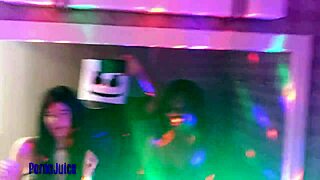 Does the wealthy african couple play with the chinese nanny's tight pussy?