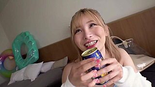 Amateur Asian Babe Gives Cute Blonde Intense Handjob And Blowjob Leading To Cumshot In Homemade Scene