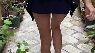 teen with small waist flashing tits and having sex in tourist spot, doggystyle and blowjob