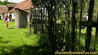 Piss Redhead Cum Sprayed in Outdoor Fetish.