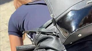 teen with small waist flashing tits and having sex in tourist spot, doggystyle and blowjob