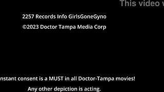 The pre-employment physical in hollywood house call with channy crossfire involves latex, fetish, short hair, heels, blonde, tickling, feet, ass, orgasm, california