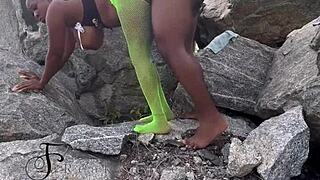 Seduced Tourist Guard on Rock