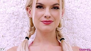 radiant blonde girl showcases her sexy body