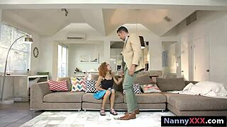 Ebony Nanny Kendall Woods Gets Railed On Sofa