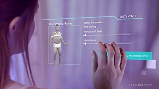 Lucy Huxley says, 'Take my huge cock in doggystyle.'