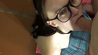 Roleplay with pretty brunette student in cute outfit.