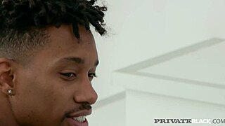 Blonde model Amaris passionately sucks ebony photographer's cock to orgasm