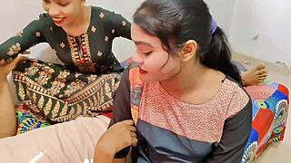 the best threesome of 2025 - stepbrother calls komal and neha to suck dick and fuck in homemade party