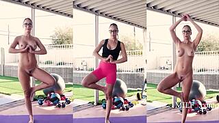 Glasses Blonde Milf Has a Pleasurable Approach to Fitness