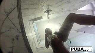 abigail takes quick shower and shaves her body