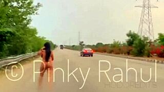 Pinky performs naked dare on Indian highways