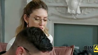 beautiful european blonde nerd couple enjoys intense ass licking in rim4k