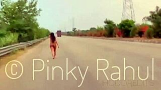 Pinky performs naked dare on Indian highways