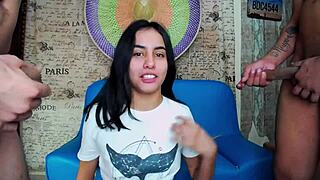 Latina Blows Two Cocks on Valentine's Day