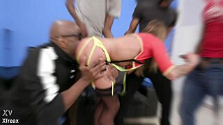 Blonde Silvia Dellai takes on 4on1 with blacks in wet DAP gapes buttrose pee drink creampie swallow GIO2109