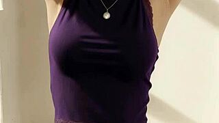 flowery panties model poses barefoot in lingerie