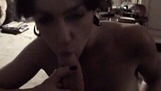 Hot Brunette Blows Dick Hard in Closeup