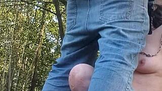 2024 05 06 ESCLAVE F EXHIBITION EN FORÊT with flashing and cum.