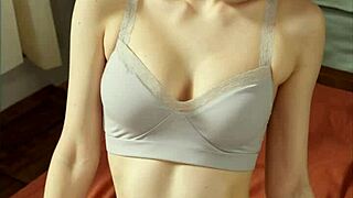 flowery panties model poses barefoot in lingerie