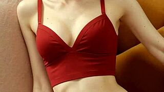 flowery panties model poses barefoot in lingerie