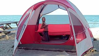 Wife MILF Housewife Teases Guys on Beach