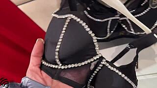 Masturbating in the store's changing room while trying on new underwear.