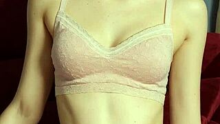 flowery panties model poses barefoot in lingerie