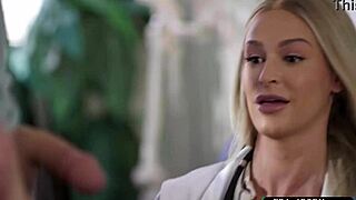 Busty doctor examines and sucks a massive cock in hospital