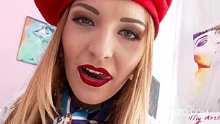 The hot German slut enjoys extreme triple penetration in the car