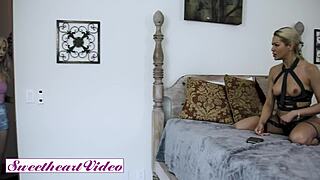 i watch these stunning girls kiss and explore wet pierced nipples on the bed before cumming hard