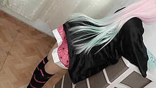 Nezuko In Cosplay Gets Fucked By Stepbrother With Big Thick Cock For First Time.