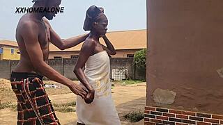 Sex Addicted Housewife Nasty Bitch Fucks Husband's Brother Outside Behind Window