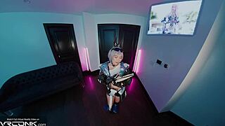 Asian silver wolf fucks hard in vr