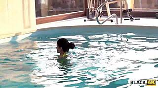 Black4k playful girls swimming lesson leads to intense interracial sex
