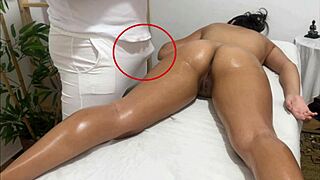 Married woman caught naked during massage