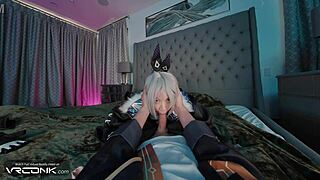 Asian silver wolf fucks hard in vr