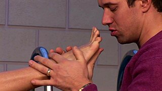 blonde milf teases with slutty feet in heels, then gets assfucked by monster cock