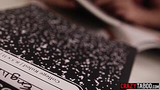 Small tits brunette stepdaughter says, Stepdad fucks me hard with monster cock.