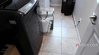 Hot step mom gives intense quick blowjob