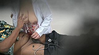 lady doctor has fun with patient in hospital setting