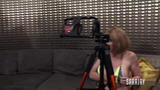 Sexy hotel manager Helena Price joins Sara Jay's webcam show!