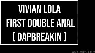 Brazilian blonde Vivian Lola takes first double anal from huge monster cocks