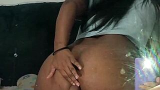 Ebony Prostitute Rides Monster Cock Anal While Grabbed by Mirror