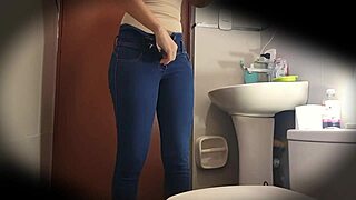 Hidden Cam Catches Sexy Latina Babe in Bathroom, Showing Off Her Big Ass and Tits Publicly