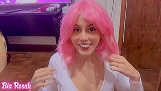 The virgin girl loves giving handjobs with dirty talk