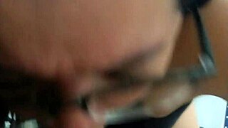 The tasty asian student gives a blowjob to her teacher in pov, ending with cumshot.