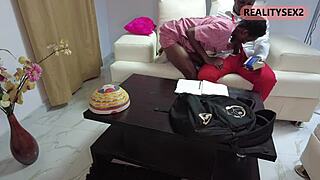 School Girl Fucks Her Class Mate While Studying Alone In The Couch