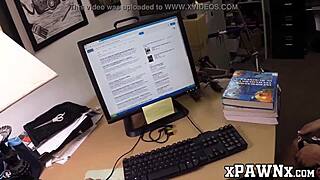 pretty babe with glasses fucks crazy with a broker in hidden voyeur