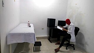 In the hospital, the perverted doctor roleplays with a cute Latina patient, then masturbates in his uniform.